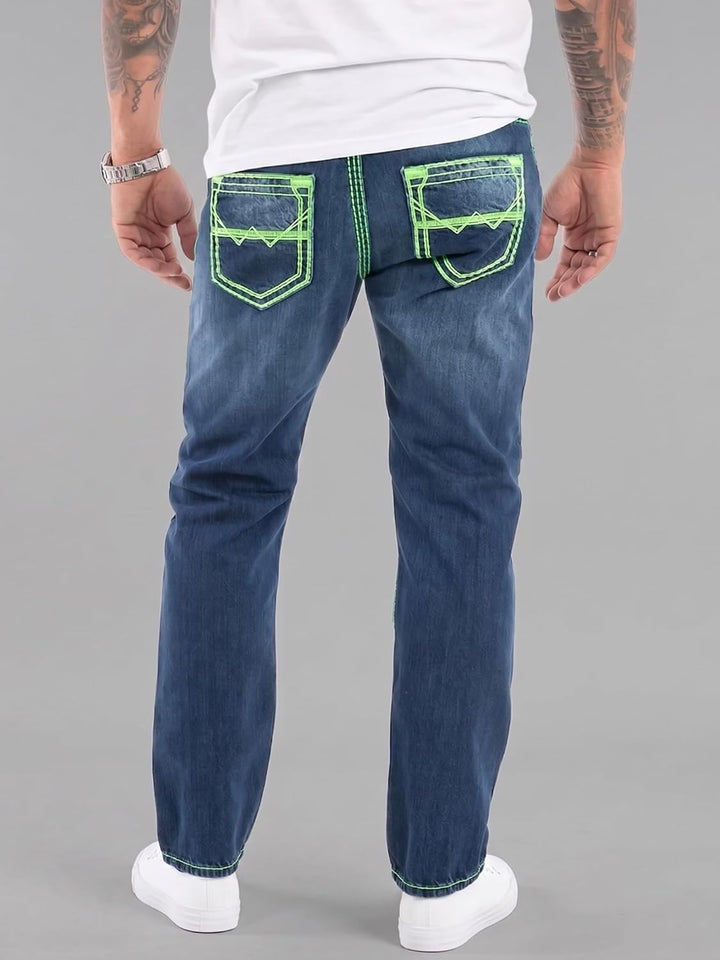 Rock Creek Herren Designer Jeans Hose Dicke Nähte Vintage Blau RC-2056 36W / 30L Blau - Rc-2271, 36W
