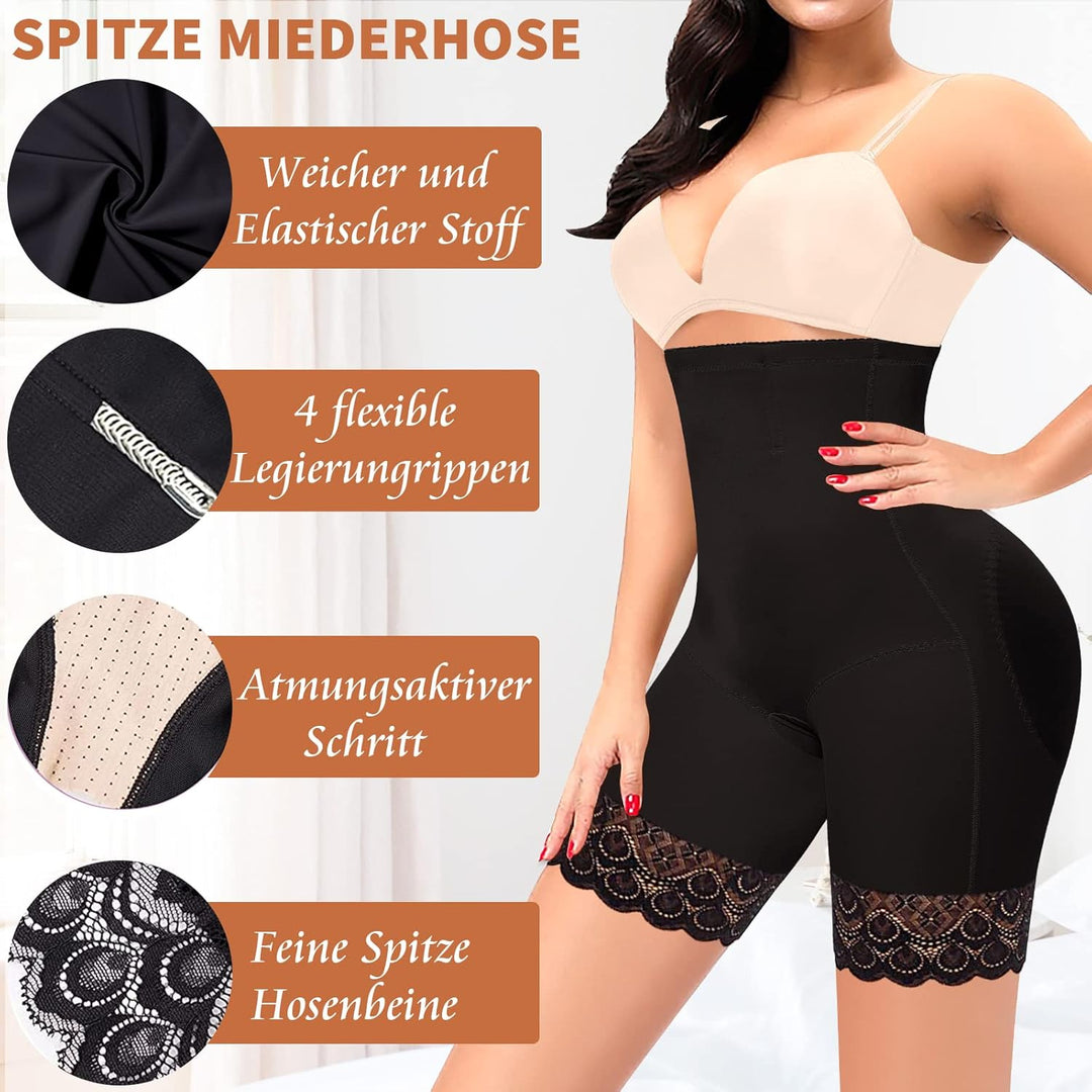 YARRCO Bauchweg Unterhose Damen Shapewear Spitze Miederhose Hohe Taille Figurformende Unterwäsche Le