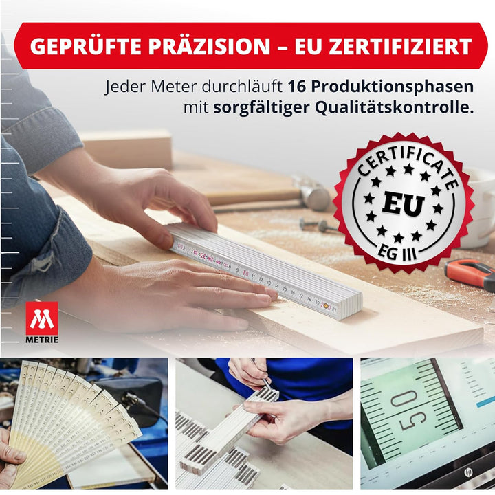 Metrie™ BLOCK 72 Zollstock/Zollstöcke - Gliedermassstab | Massstab - 2m - Gelb - Duplex Teilung, Her
