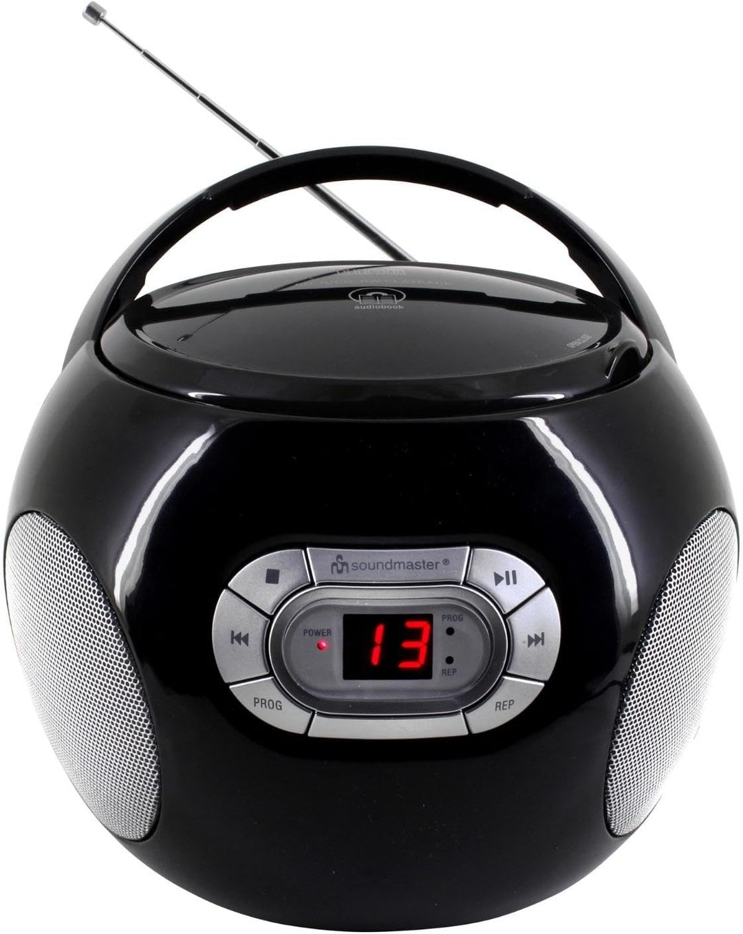 Soundmaster SCD2120SW CD-Boombox mit UKW Radio und Hörbuchfunktion schwarz, schwarz