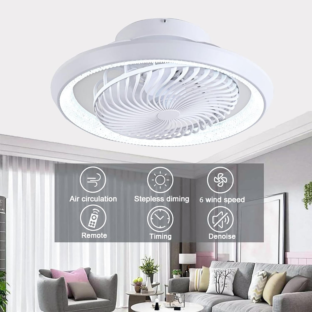 Deckenventilator mit Beleuchtung LED Licht, Dimmbar Invisible Fan Ventilatorlicht, 360° Drehbar, Tim