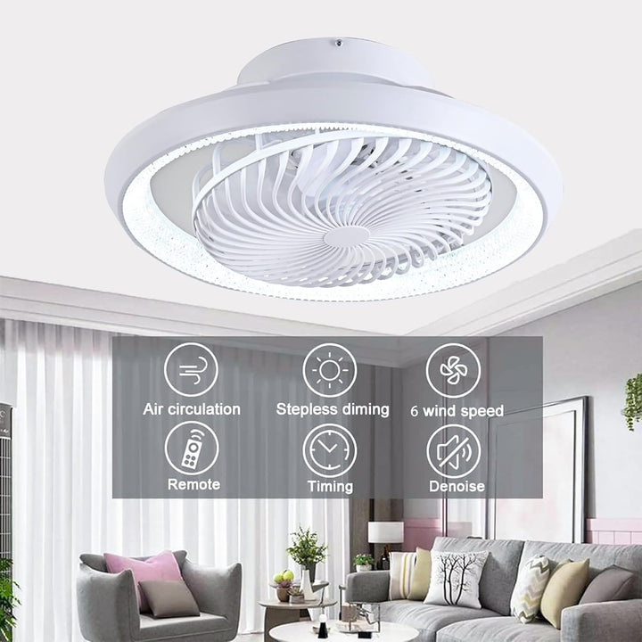 Deckenventilator mit Beleuchtung LED Licht, Dimmbar Invisible Fan Ventilatorlicht, 360° Drehbar, Tim