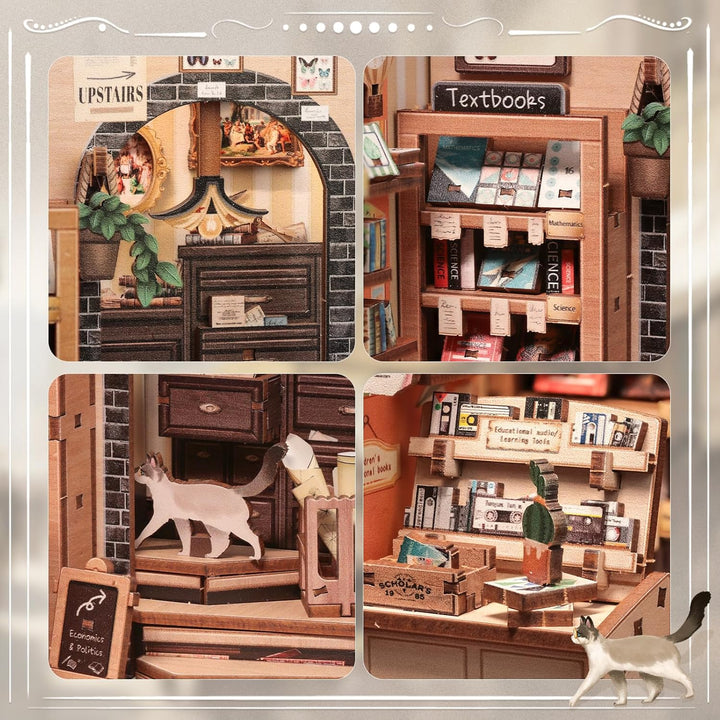 CUTEBEE Book Nook Kits for Adults - DIY Puppenhaus Miniatur mit LED-Licht, Elegantes Verzziertes Hol