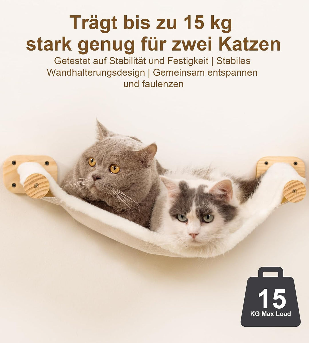 4-Teilig Kletterwand Katzen, Wandmontiertes Katzenhängematte, Katzen Kletterwand Set, Katzenbett zum