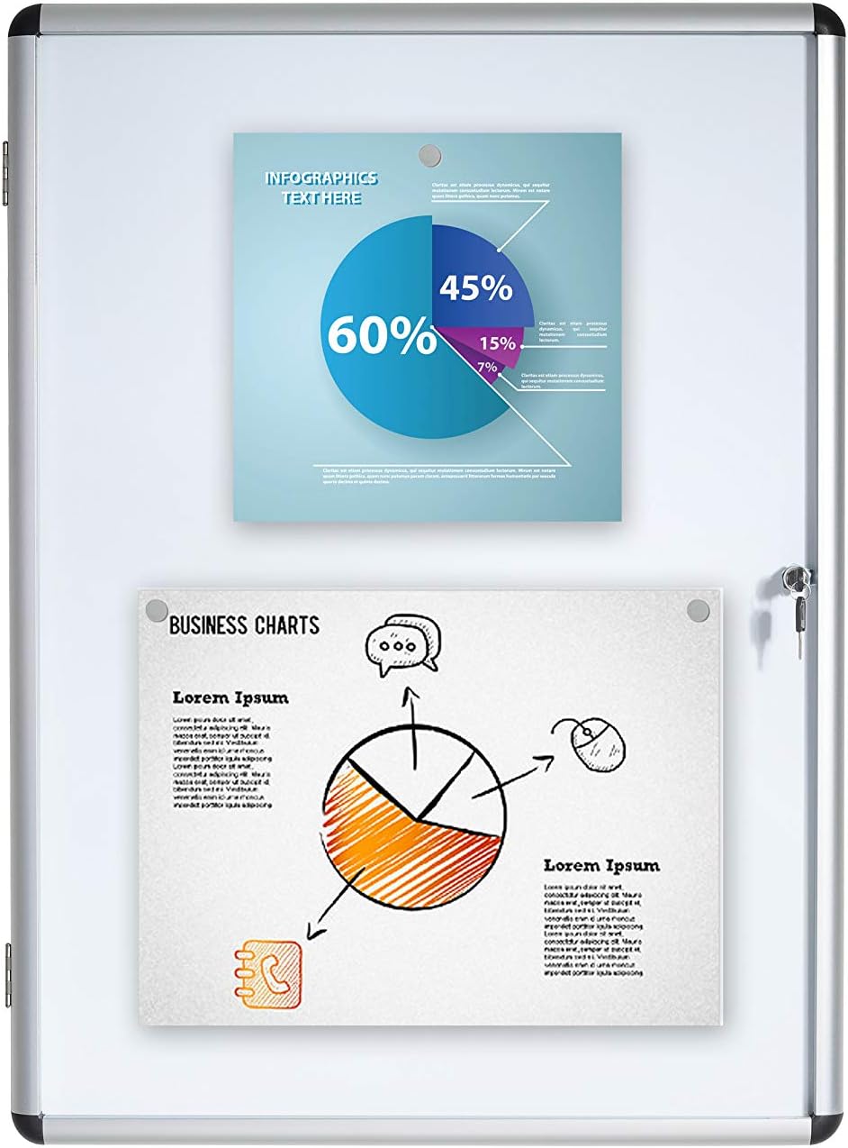 Bi-Office Schaukasten Vitrine"Enclore", Whiteboard, Mangetische Innenfläche, geeignet für 4 x DIN A4