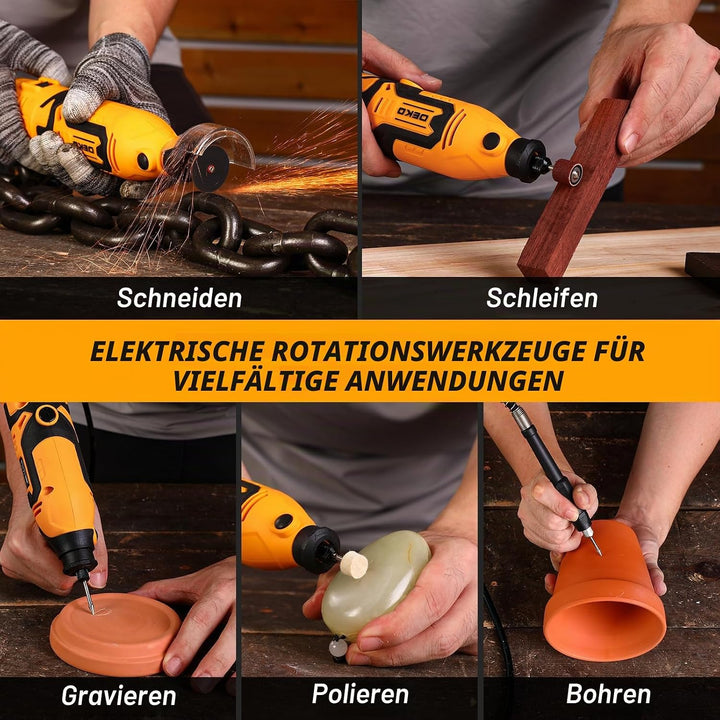 Multifunktionswerkzeug Rotationswerkzeug Gravur Gerät Mini Schleifer: DEKOPRO 170W 127 Zubehör Set V