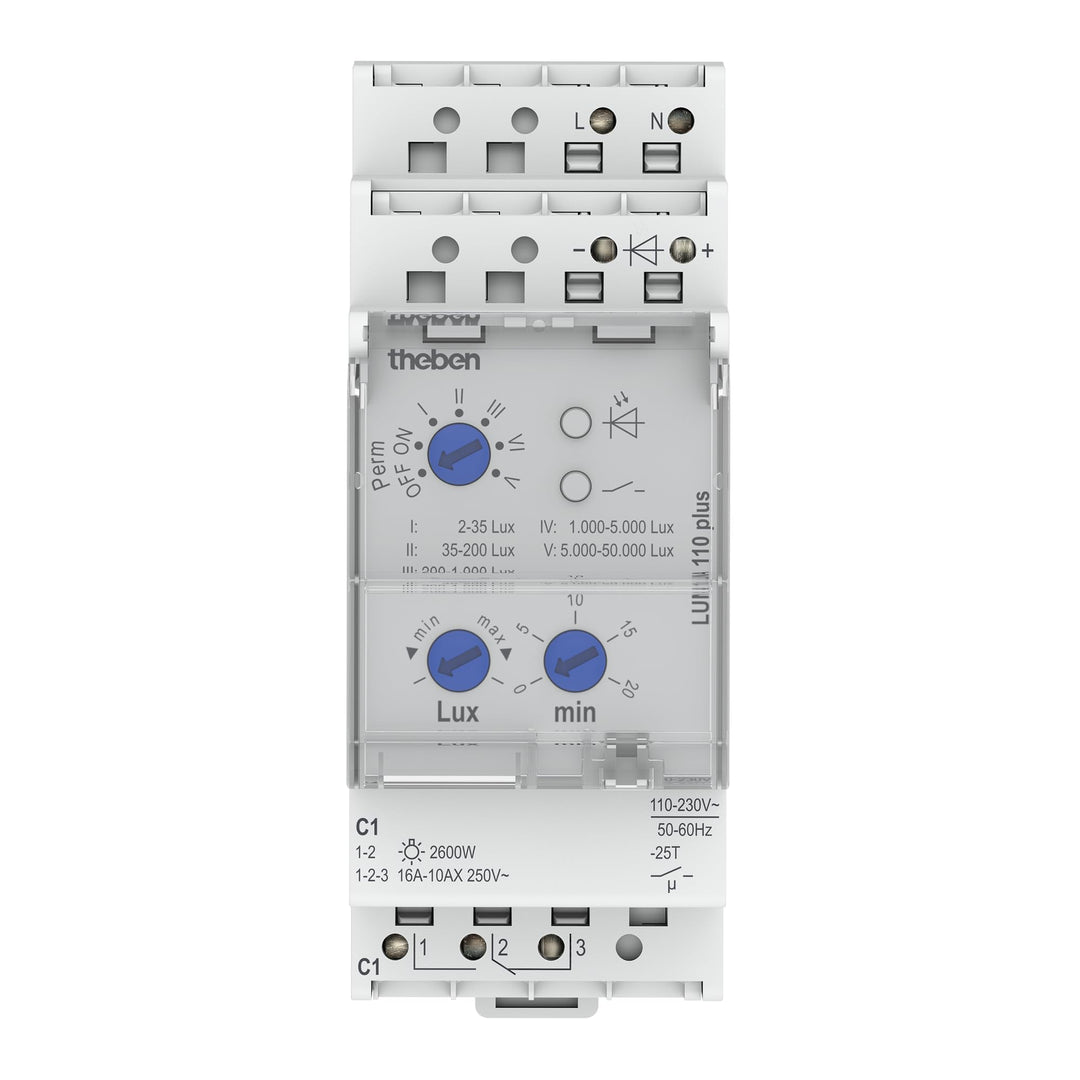 Theben LUNA 110 plus EL Analoger Dämmerungsschalter mit externem Lichtsensor und einstellbarer Ein-/