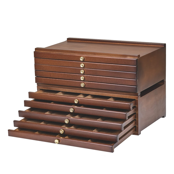 MEEDEN Holz Staffelei Walnuss mit 10 Schubladen -Grosse Bleistiftbox aus Buchenholz mit Schubladen u