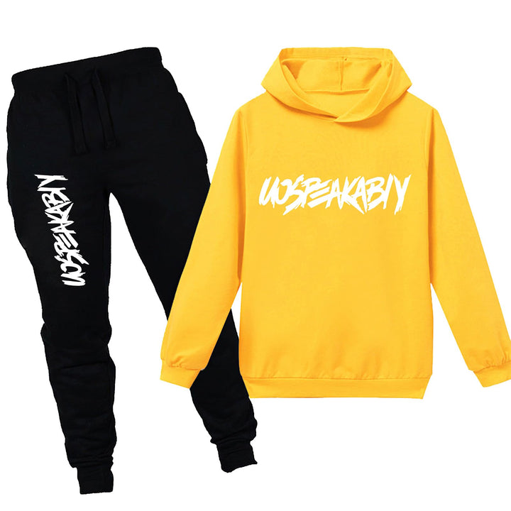 amropi Jungen Hoodie Trainingsanzug Sweatshirt Top und Jogging Hose Kleidungsset (Gelb, 14-15 Jahre)