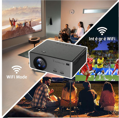 Tragbarer 2.4G / 5G WiFi Beamer Bluetooth Projektor unterstützt 4 K 170 Zoll Full HD Heimkino 500 An