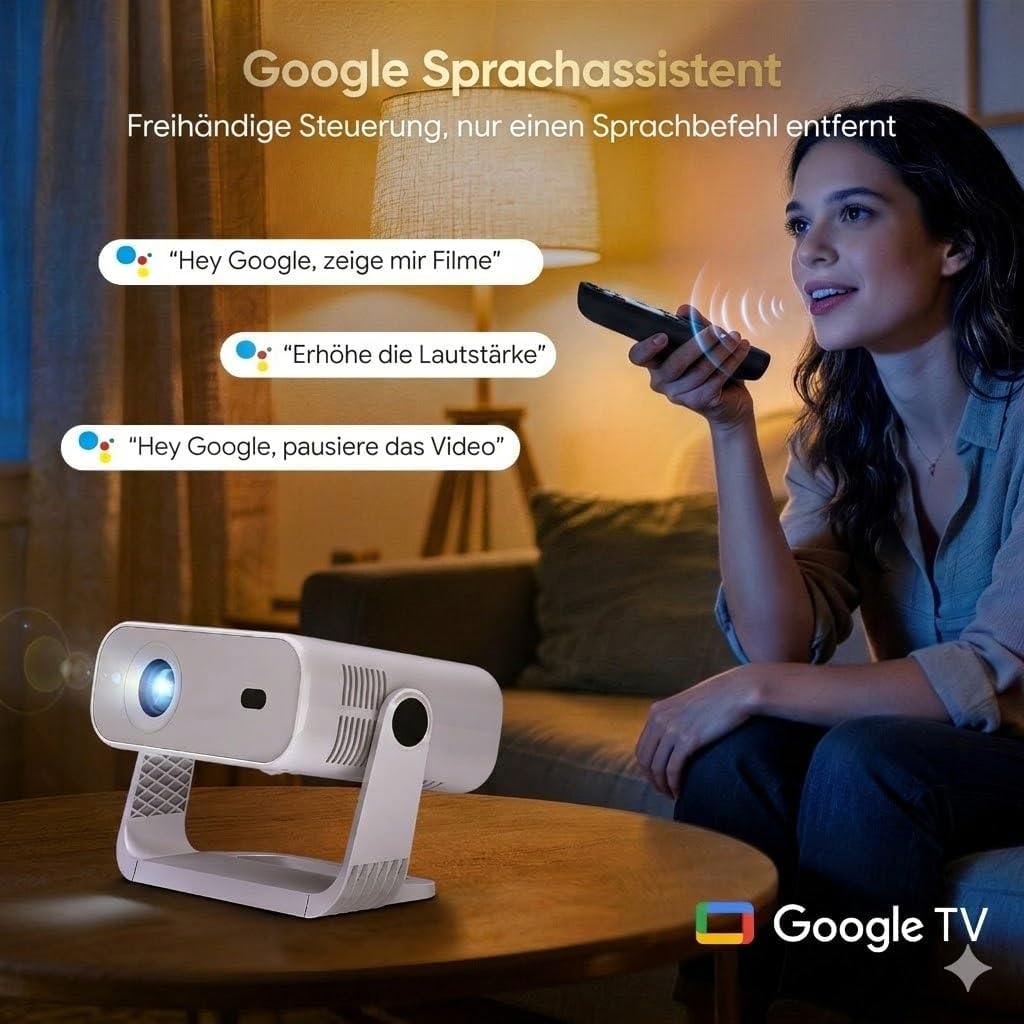 [Wielio 2026 Upgrade Google TV Beamer] Natives 1080P, 4K-Unterstützung, 25000 Lumens,elektrischer Fo