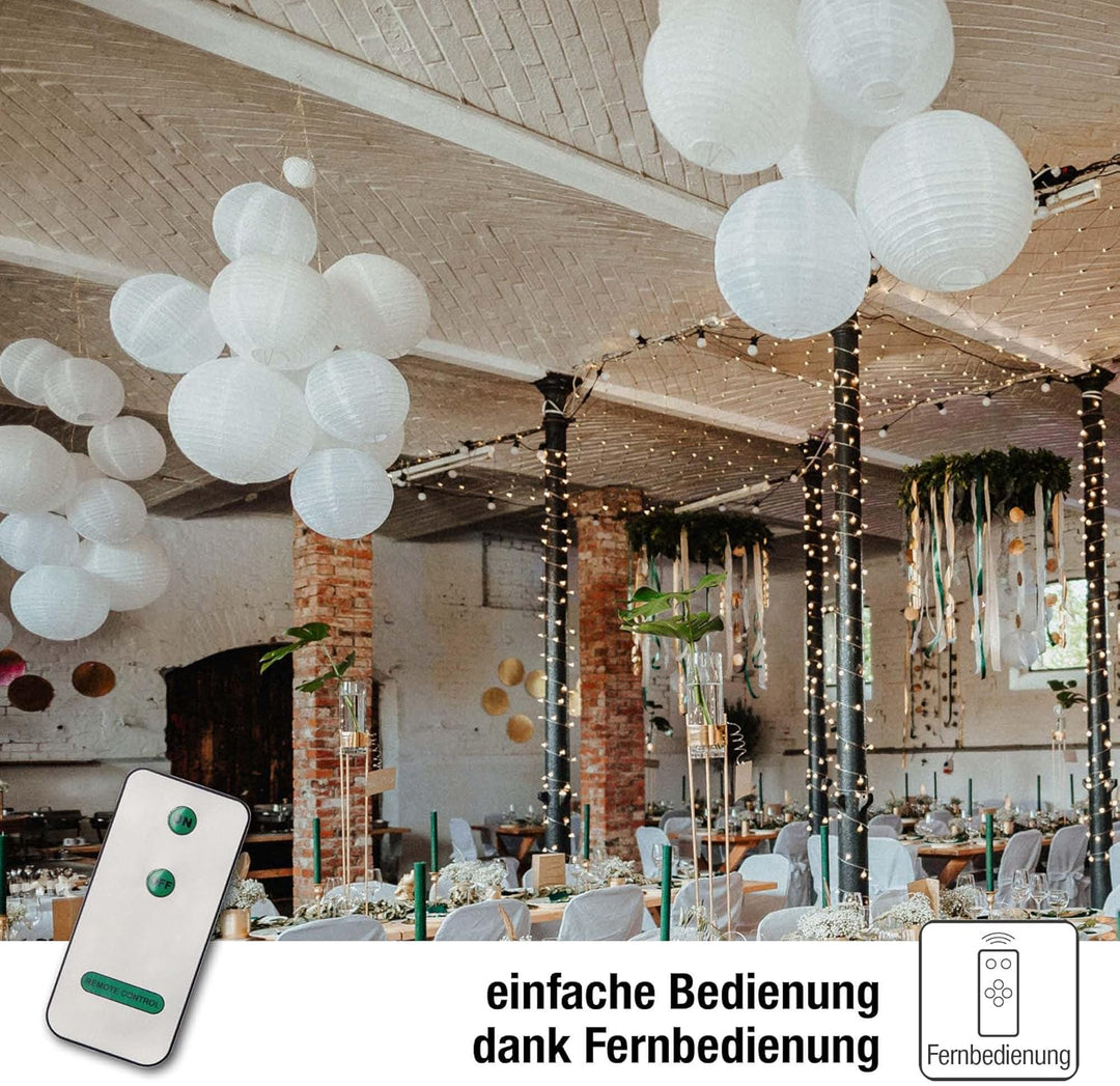 Hellum LED Lampions aussen wetterfest mit Fernbedienung 3er Set, Lampions weiss mit warmweissen LED