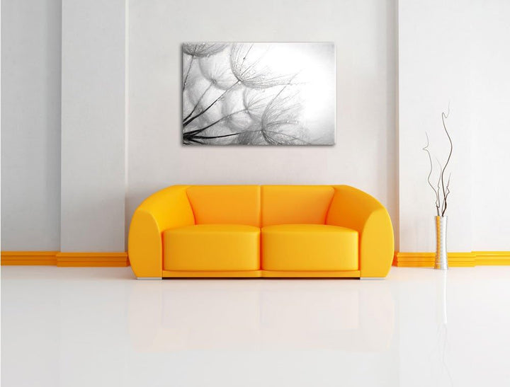 Pixxprint Tropfen bedeckte Pusteblumen als Leinwandbild/Grösse: 100x70 cm/Wandbild/Kunstdruck/fertig