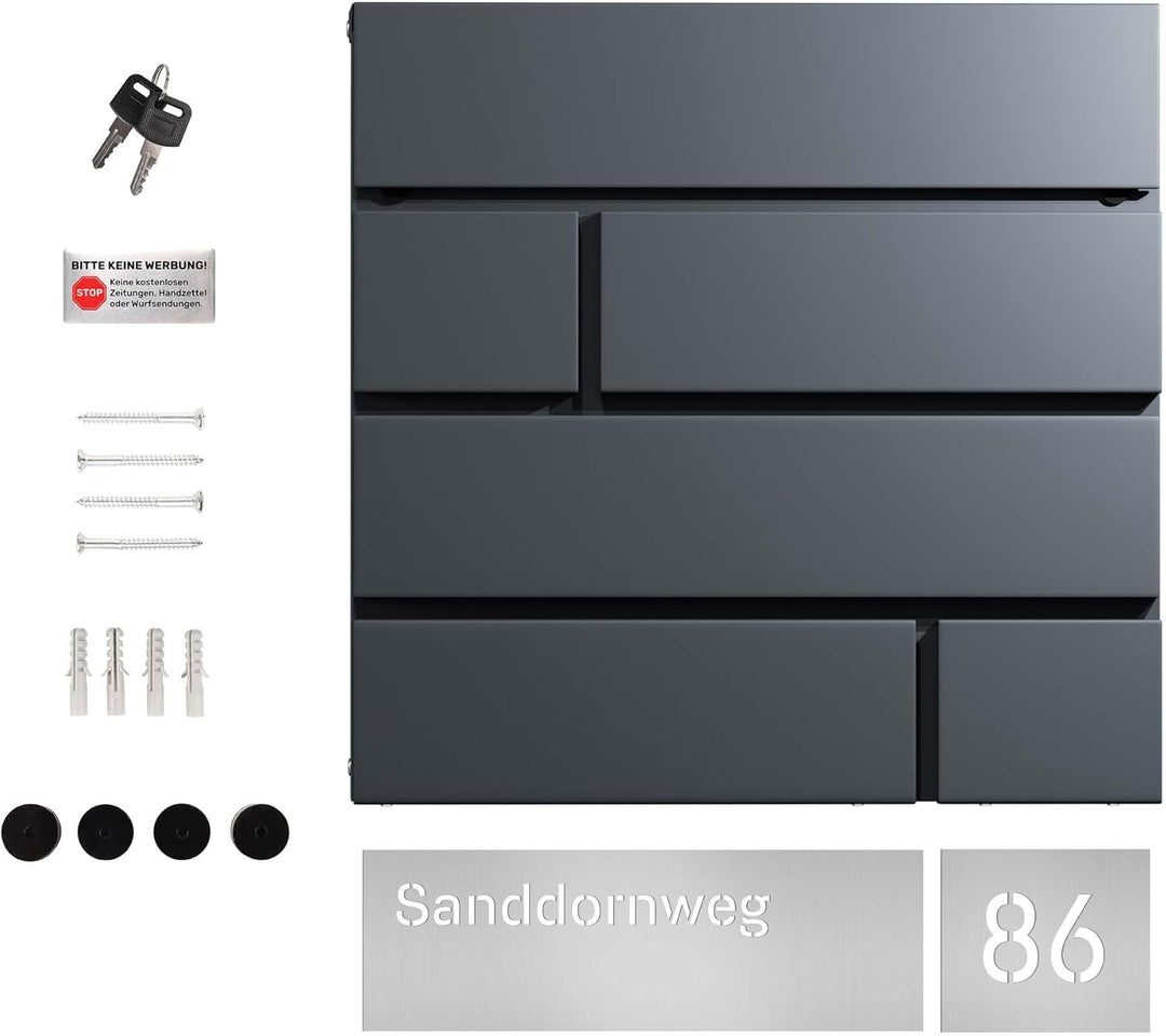 Forgard wetterfester Briefkasten mit Zeitungsfach, personalisierte Briefbox mit Hausnummer und Stras