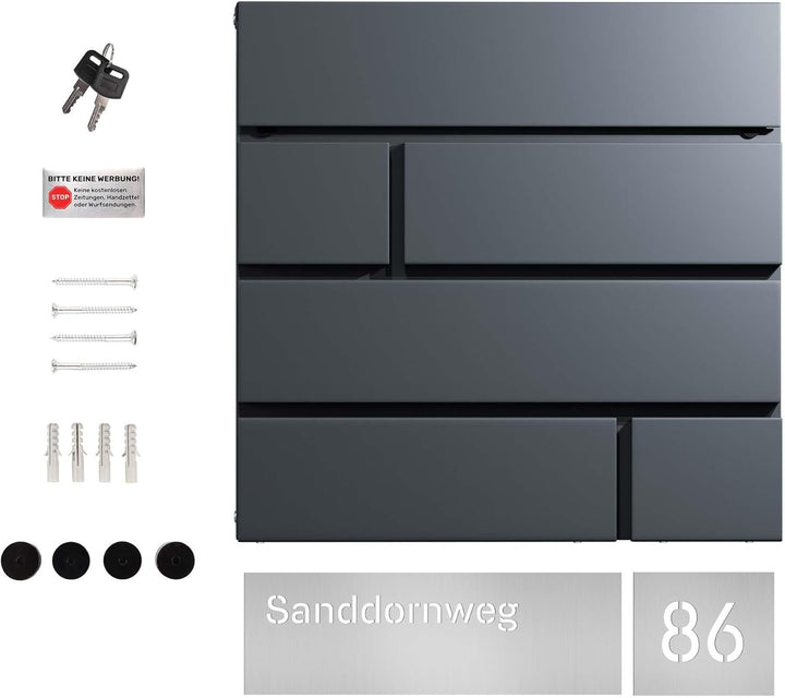 Forgard wetterfester Briefkasten mit Zeitungsfach, personalisierte Briefbox mit Hausnummer und Stras