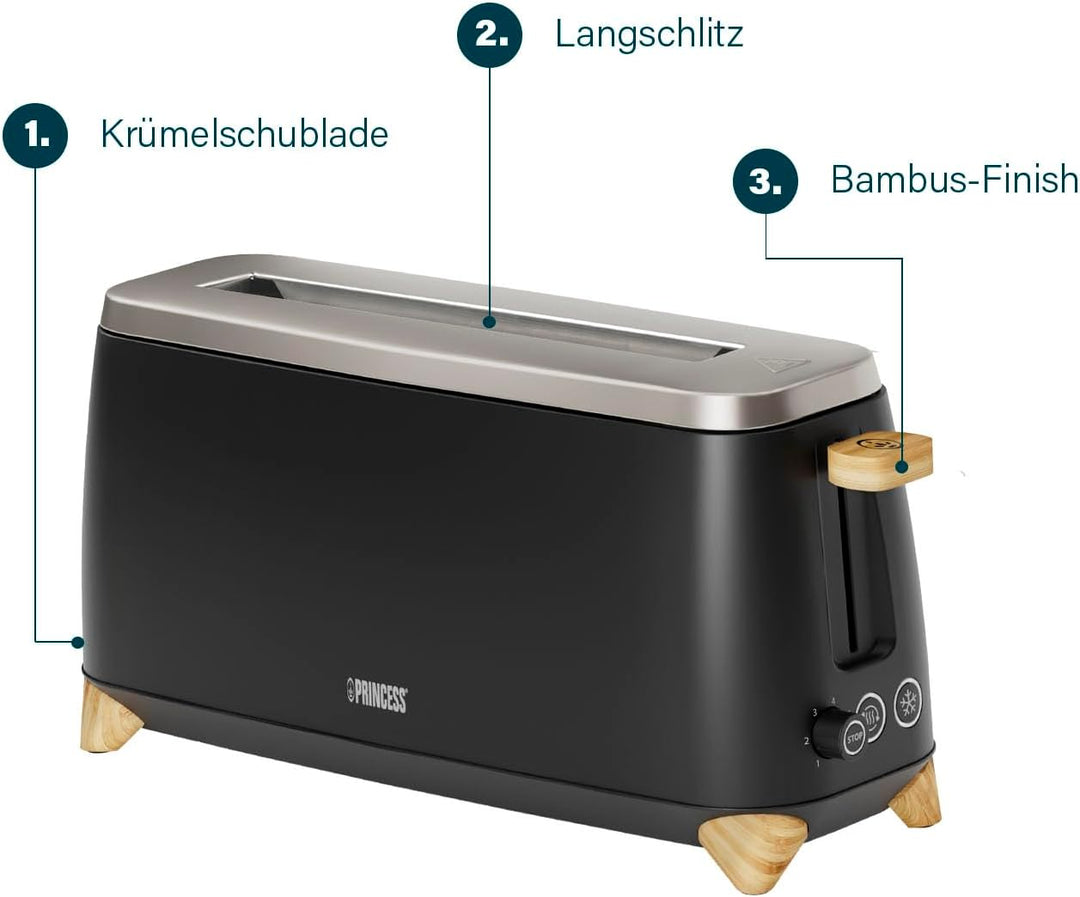 Princess Toaster Pure – Für 2 Scheiben gleichzeitig – 7 einstellbare Bräunungsstufen – Abbruch-, Auf