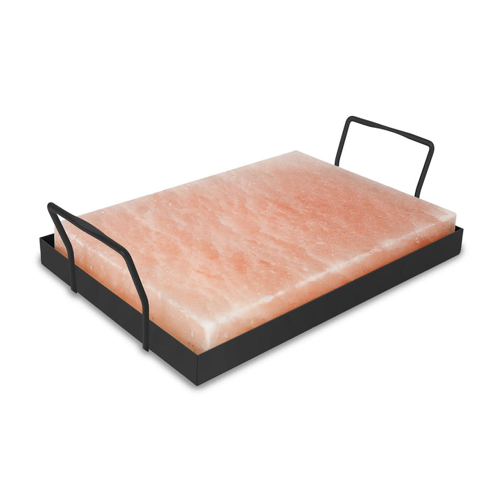 1x Salzstein zum Grillen XXL, 20x30x3cm Salz Grillsteine Mit Eisenplatte, Wiederverwendbar Salzgrill