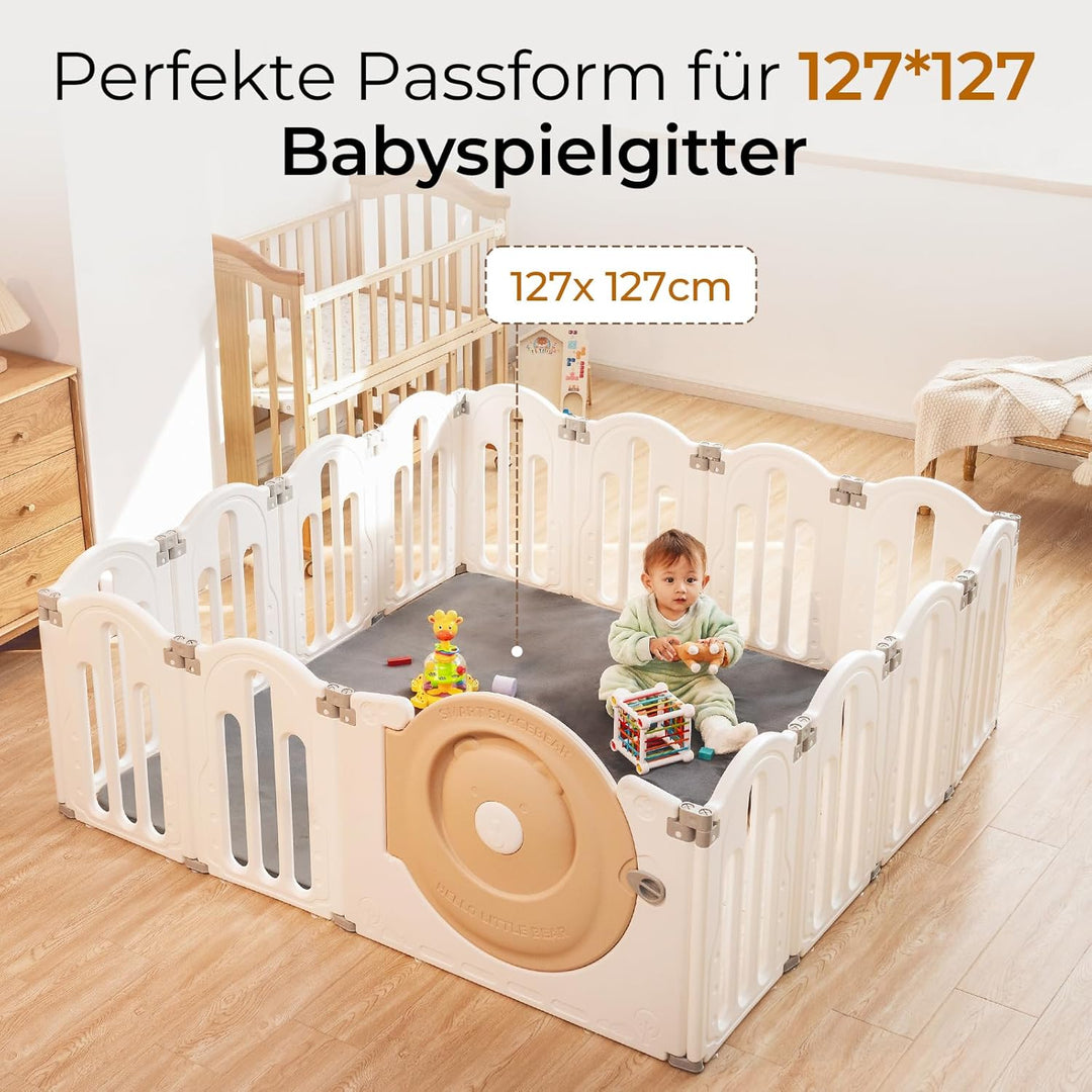 Krabbelmatte Baby,127x127x3cm Dicke Schaum Matte Weich Gepolstert Spielmatte Baby,Krabbeldecke mit W