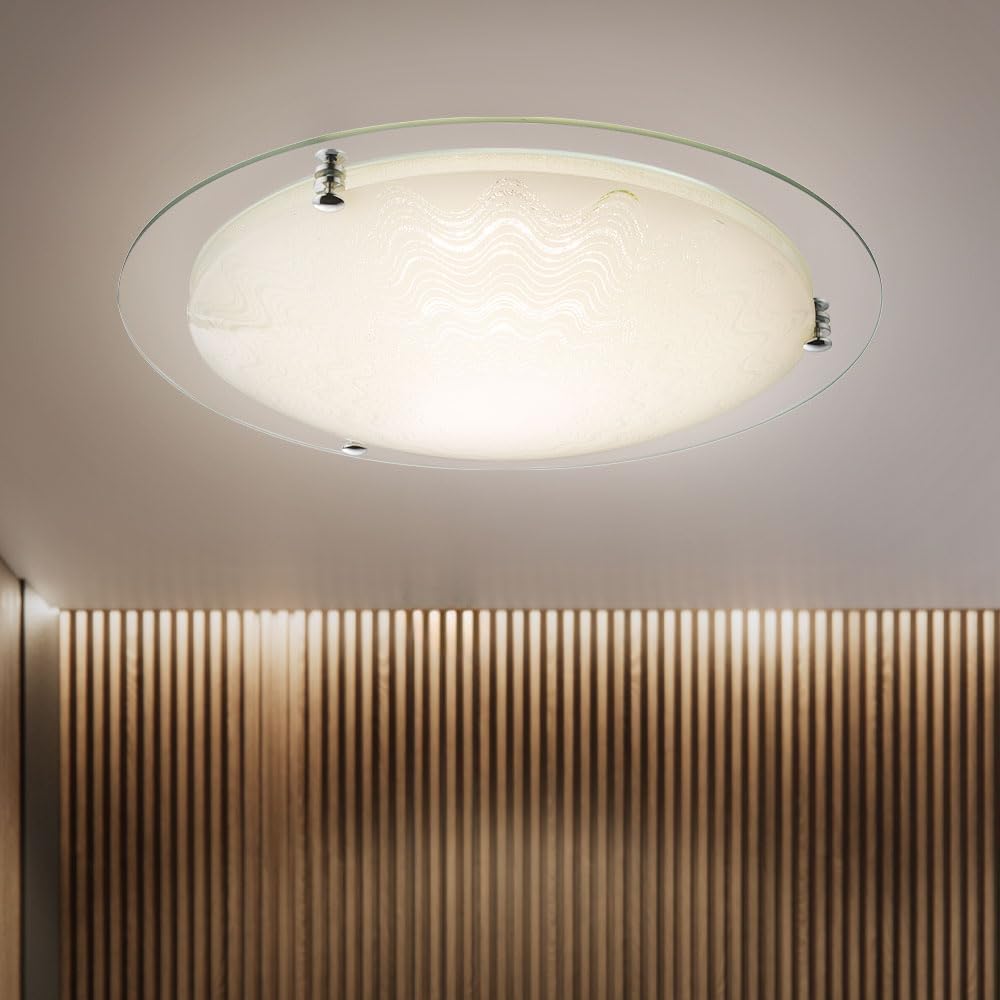 LED Deckenleuchte TRINDADE, rund, Glas mit Struktur, Spiegel