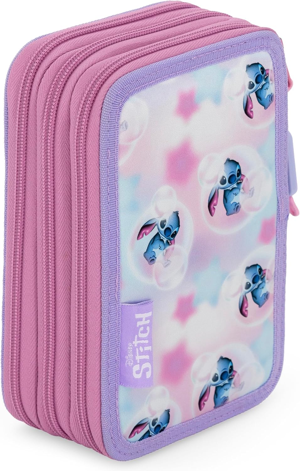 3-Fach Federmäppchen Mädchen Gefüllt für Stitch Fan – Schulmäppchen Set 46 Teile mit Radierbaren Sti
