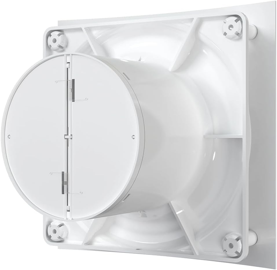 Vlano Badlüfter UNO Vent 100 Standard, Rückschlagklappe, Weiss,100 mm, Axial Ventilator, Abluftlüfte