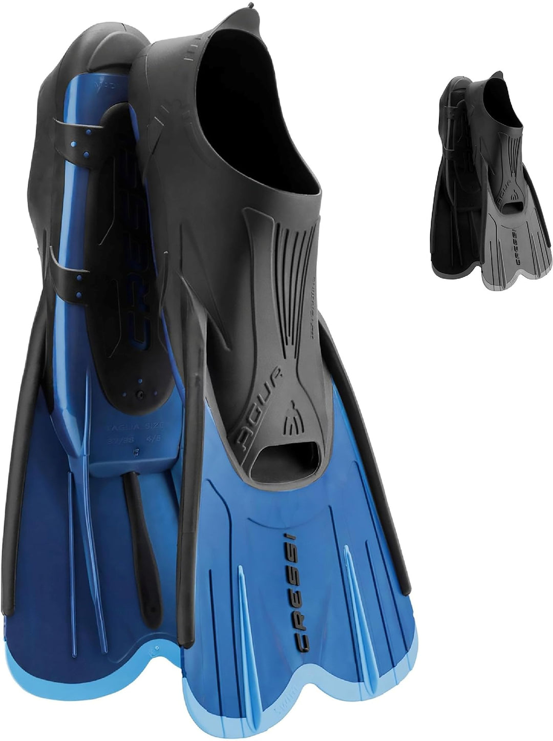 CRESSI Agua Short Fins - Self Adjusting Flossen für Schnorcheln, Schwimmen und Trainieren 35/36 Blau