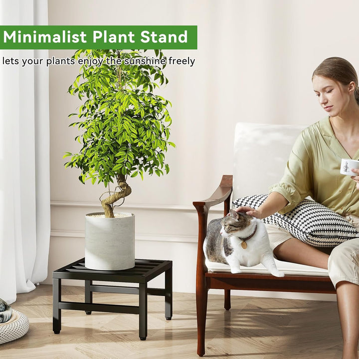 IBUYKE 3 Stück Metall Pflanzenständer für Innen Aussen, 30cm Heavy Duty Kleiner Blumentopfständer, M