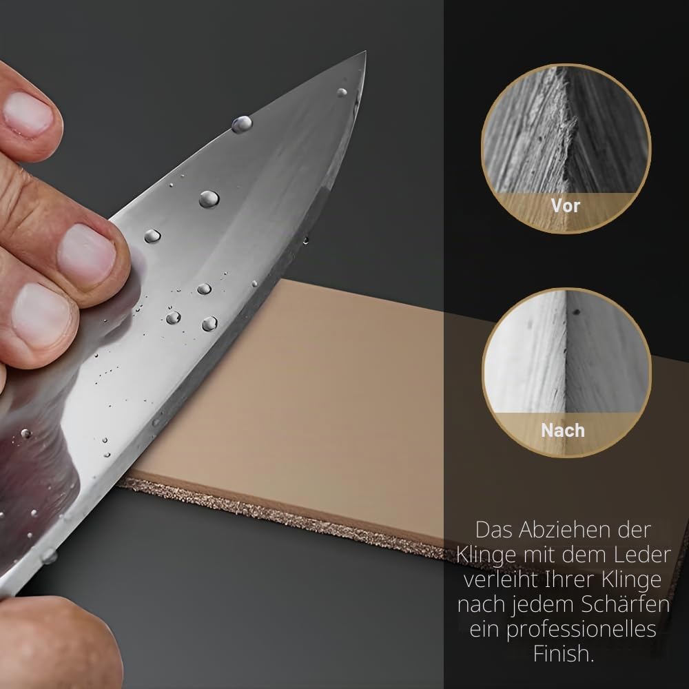#3000 feine #6000 extrafeine Korund-Schleifsteinscheibe und Leder-Streichriemen, kompatibel mit HORL