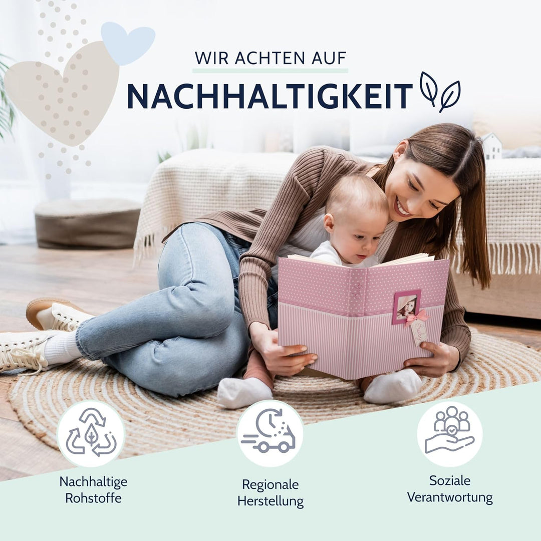 goldbuch 15801 Babyalbum mit Fensterausschnitt, Sweetheart, 30 x 31 cm, Baby Fotoalbum mit 62 weisse