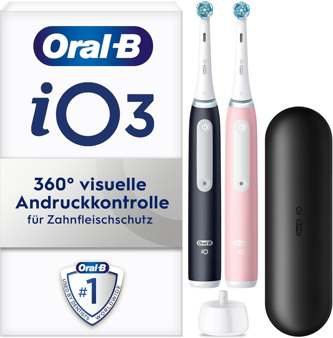 Oral-B iO Series 3 Elektrische Zahnbürste/Electric Toothbrush, Doppelpack, 2 Aufsteckbürsten, 3 Putz