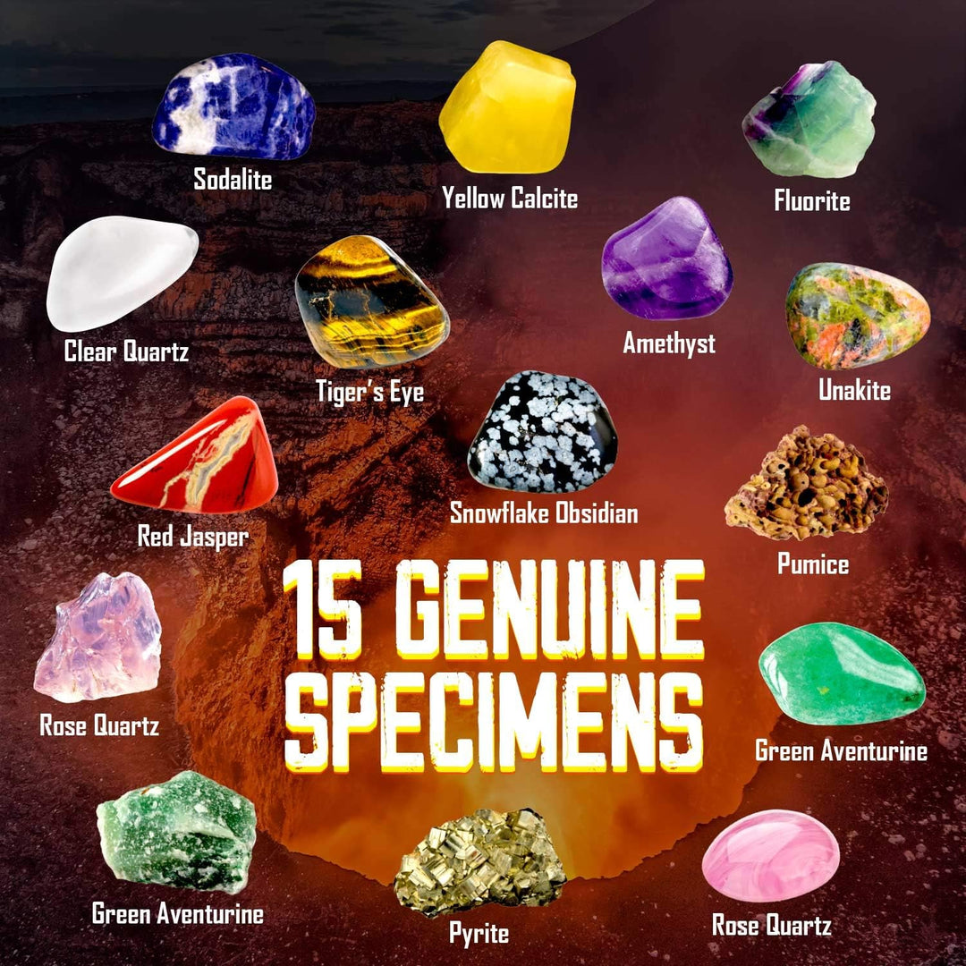 Edelsteinsammlung für Kinder - Mit 15 Gross Edelsteine und Aufbewahrungsbox mit Deckel - Mineralien
