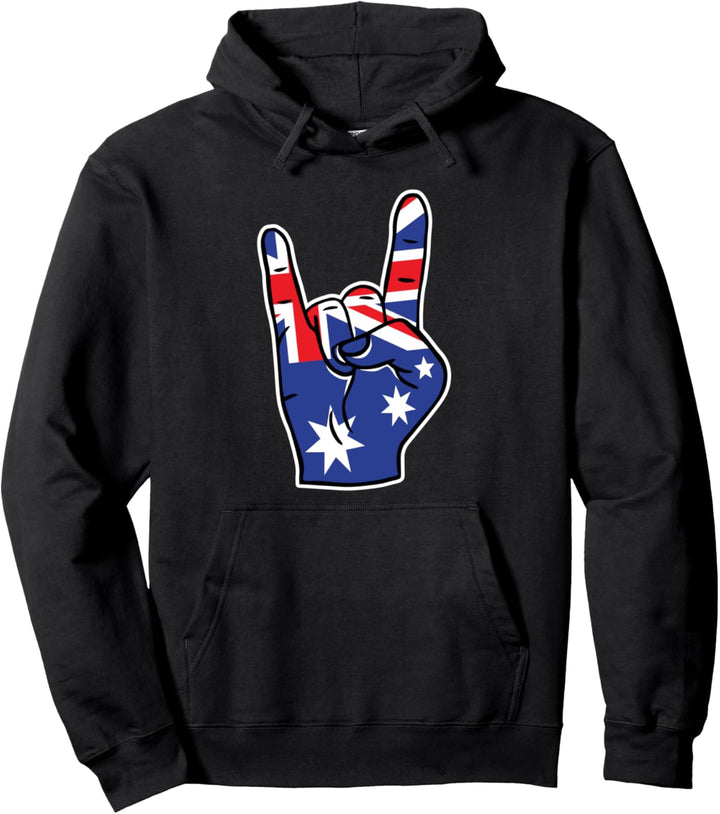 Rock Hand Australien Flagge Fahne Flag Australia Cartoon Pullover Hoodie