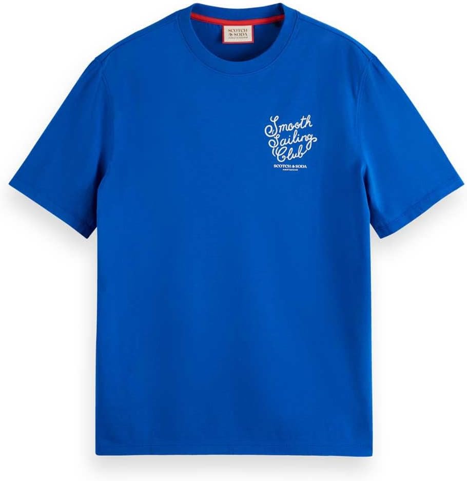 Scotch & Soda Herren Front Left Chest Artwork T-Shirt M Boat Blue, M Boat Blue