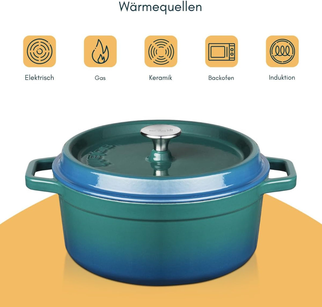 Sola Bräter mit Deckel Blau - ø 24 cm / 3.5 liter - Emaillierte Antihaftbeschichtung Blau ø 24 cm /