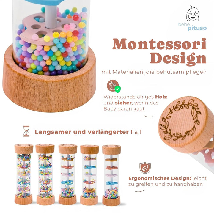 Regenmacher baby | Montessori Spielzeug ab 6 Monate | Sensorik- und Motorikspielzeug | Greifspielzeu