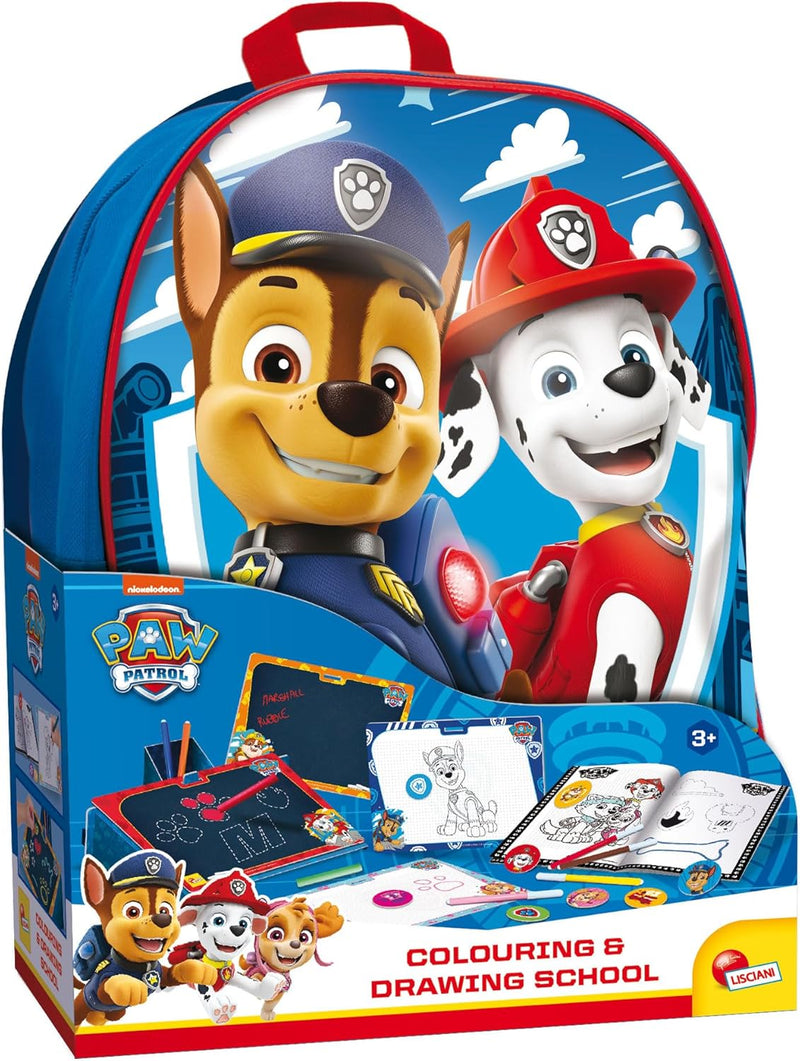 Liscianigiochi 103324 Cartoon Colouring & Drawing School IN A Backpack, Paw Patrol Slate-Rucksack, P