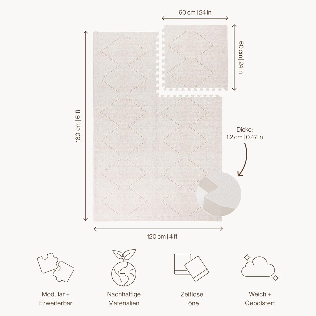 Toddlekind Puzzlematte Kinder, 6-Tlg. Inkl. Rand – Baby-Puzzlematten & Puzzle Bodenmatte, Ungiftige