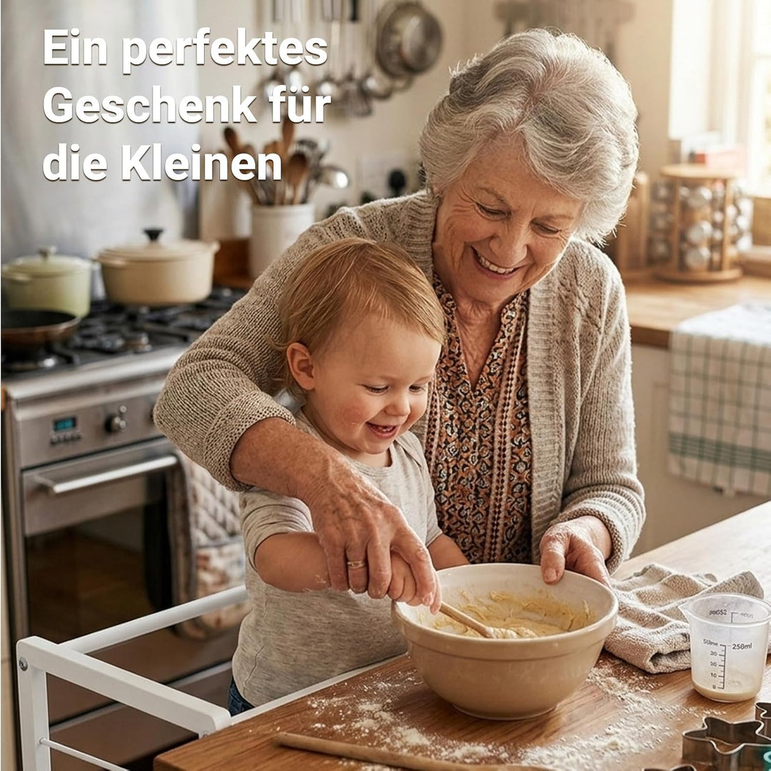 COSYLAND Lernturm ab 1 Jahr Montessori Learning Tower Stahl Stabil, Weiss | Stabiler Toddler Tower m