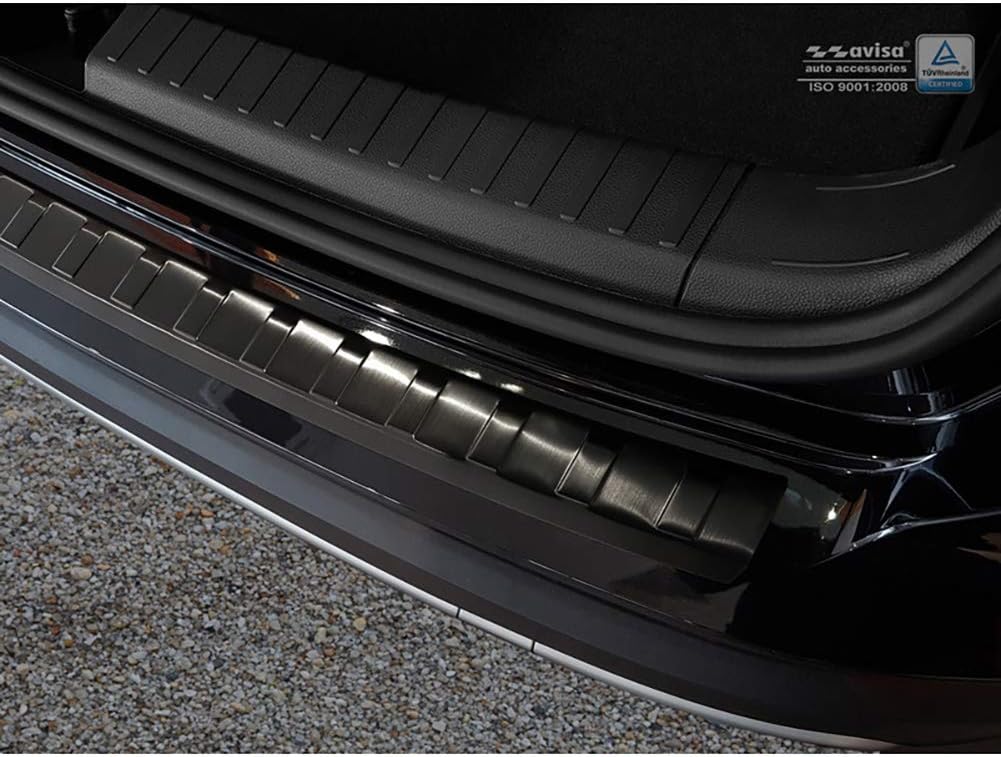 Avisa Schwarz Edelstahl Heckstossstangenschutz kompatibel mit Seat Ateca 2016-2020 & FL 2020- 'Ribs'