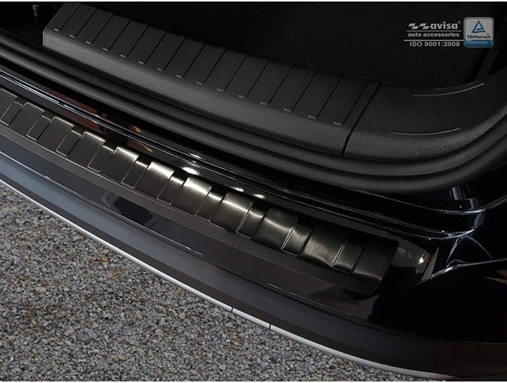 Avisa Schwarz Edelstahl Heckstossstangenschutz kompatibel mit Seat Ateca 2016-2020 & FL 2020- 'Ribs'