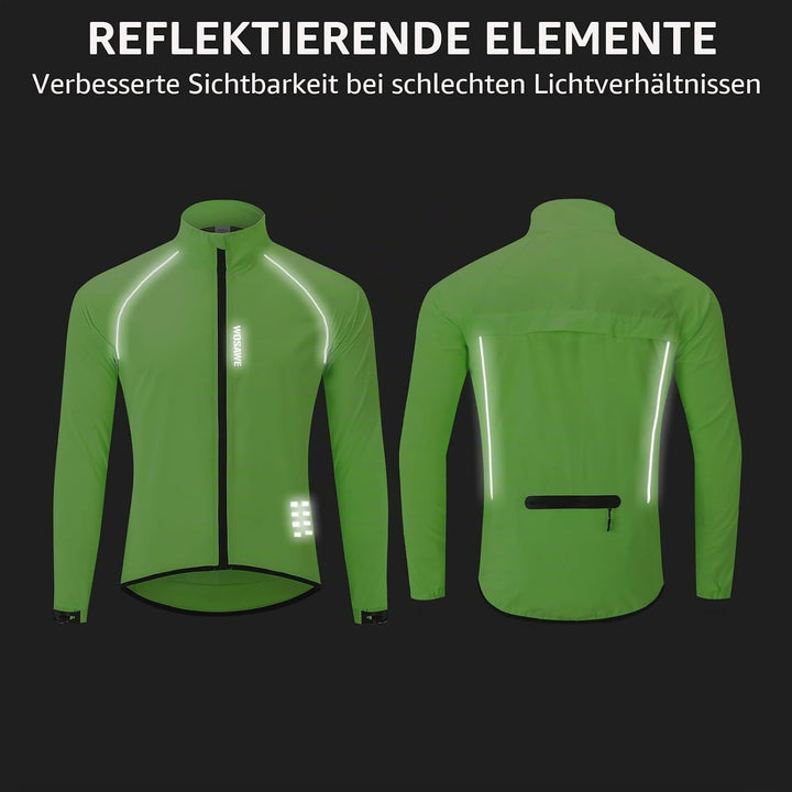 WOSAWE Herren-Fahrradjacke, Winddichte Radjacke Ultraleichte Sportbekleidung mit Reflektierendem Trä