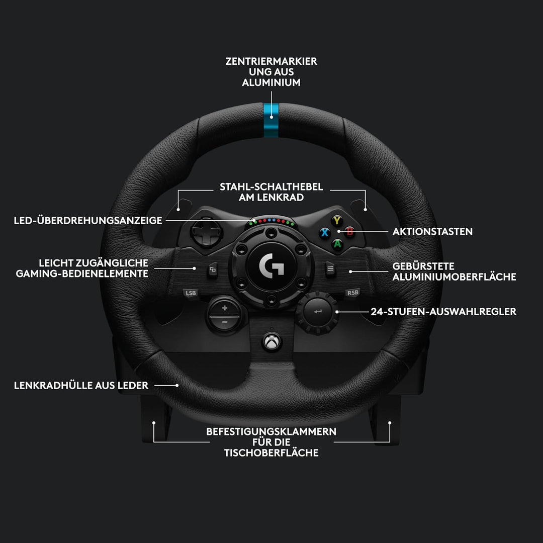 Logitech G G923 TRUEFORCE Gaming Rennlenkrad mit Pedalen + A10 Gaming-Headset Gen 2 Kabelgebundenes