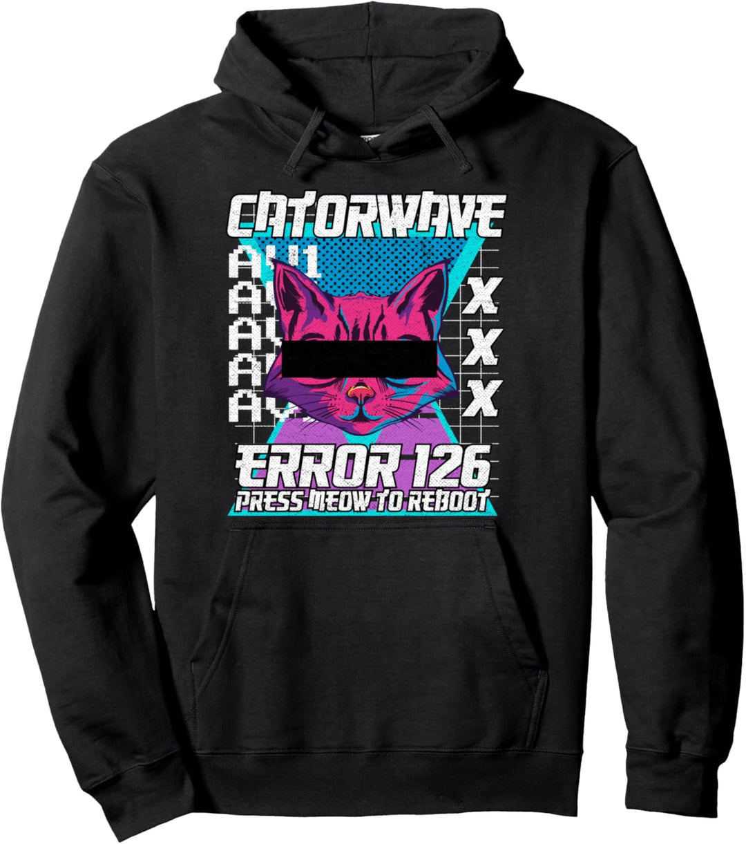 Japanische Katze Pastell Katorwave Retro 80er Jahre Vaporwave Ästhetik Pullover Hoodie