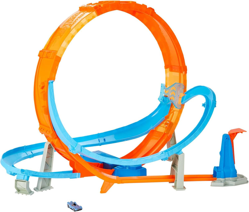 Hot Wheels HCB00 - Riesen Looping Crash Trackset mit ca. 70 cm breitem Looping und 1 Fahrzeug, Spiel