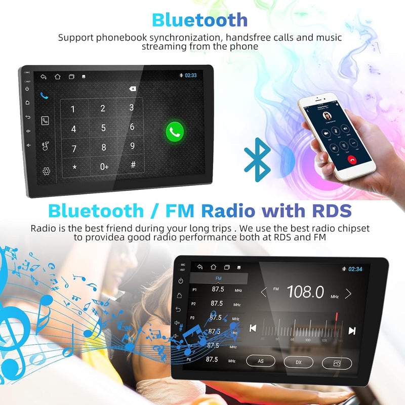 Autoradio 9 Zoll Android 32GB Navi Touchscreen Auto Stereo 2 Din mit Bluetooth GPS Navigation WiFi A