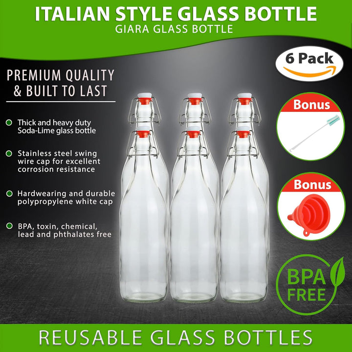 AYL Flip-Top-Glasflasche, Bügel-Brauflasche mit Stopfen für Getränke, Öl, Essig, Kombucha, Bier, Was