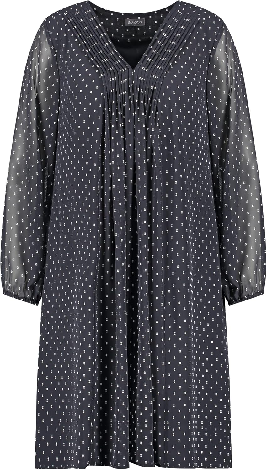 Samoon Damen Kleid 52 Navy Gemustert, 52 Navy Gemustert