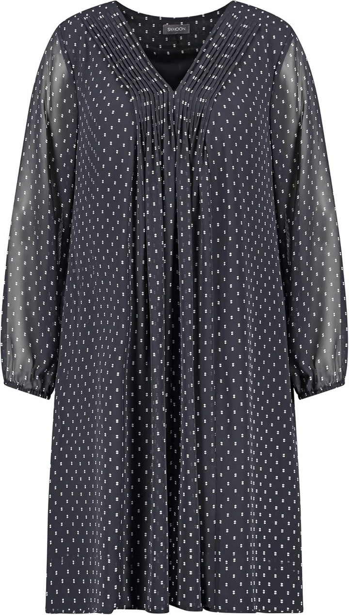 Samoon Damen Kleid 52 Navy Gemustert, 52 Navy Gemustert