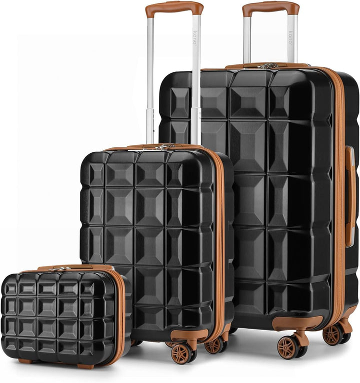 KONO Gepäck-Sets Kofferset 3 Teilig Handgepäck Koffer und Gross Koffer mit Beautycase (54cm+72cm+Kos