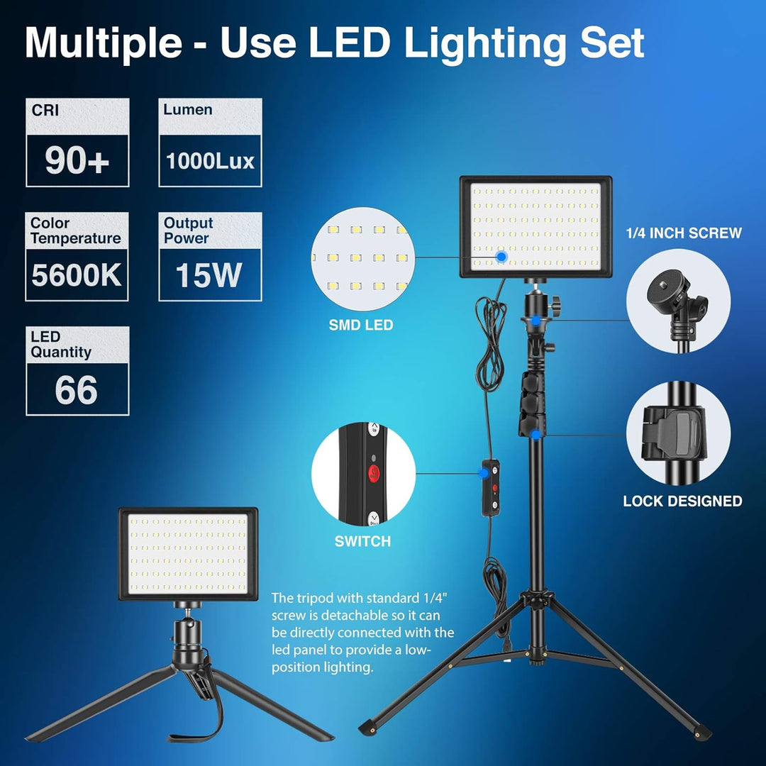 NEEWER LED Videolicht Set mit verstellbarem Stativ Ständer Farbfiltern & SanDisk Extreme microSDXC U